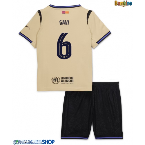 Maglie da calcio Barcelona Paez Gavi #6 Seconda Maglia Bambino 2025-26 Manica Corta + Pantaloni corti)